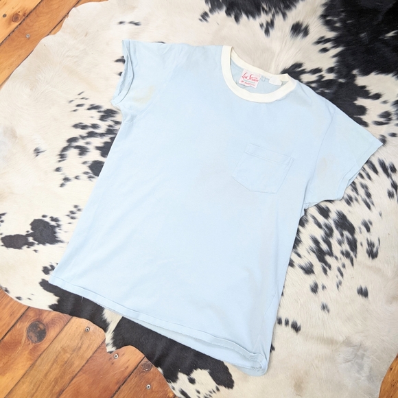 Levi's Tops - (26) vtg 60s levi's baby blue ringer sportswear tee